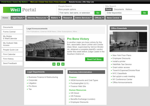 Weil, Gotshal & Manges Portal Design