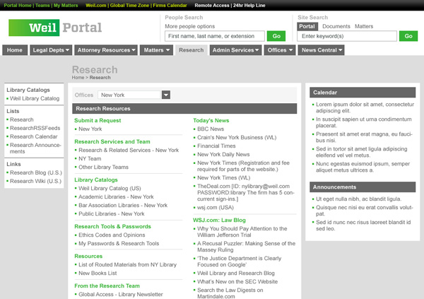 Weil, Gotshal & Manges Portal Design